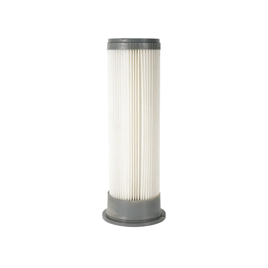 Upright pleated industrial filter cartridge on a white background showing the cylindrical body and mounting base