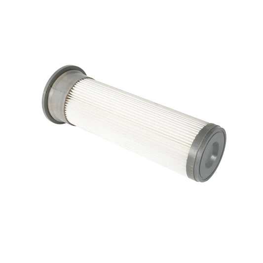 Pleated industrial filter cartridge on a white background showing cylindrical media and both end configurations